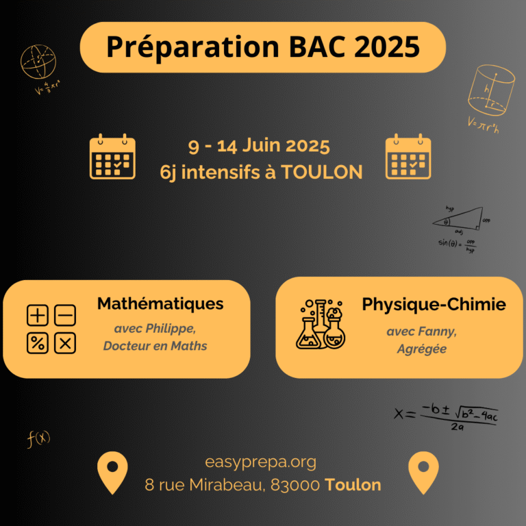 Stages de révisions pour le bac à Toulon Maths Physique